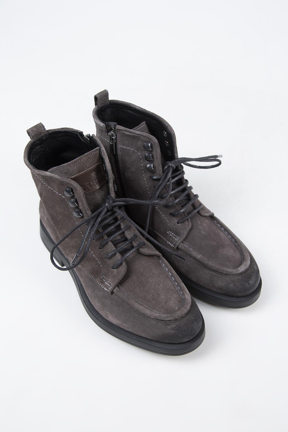 Krahe Dante Men's Genuine Leather Laced Charcoal Boots