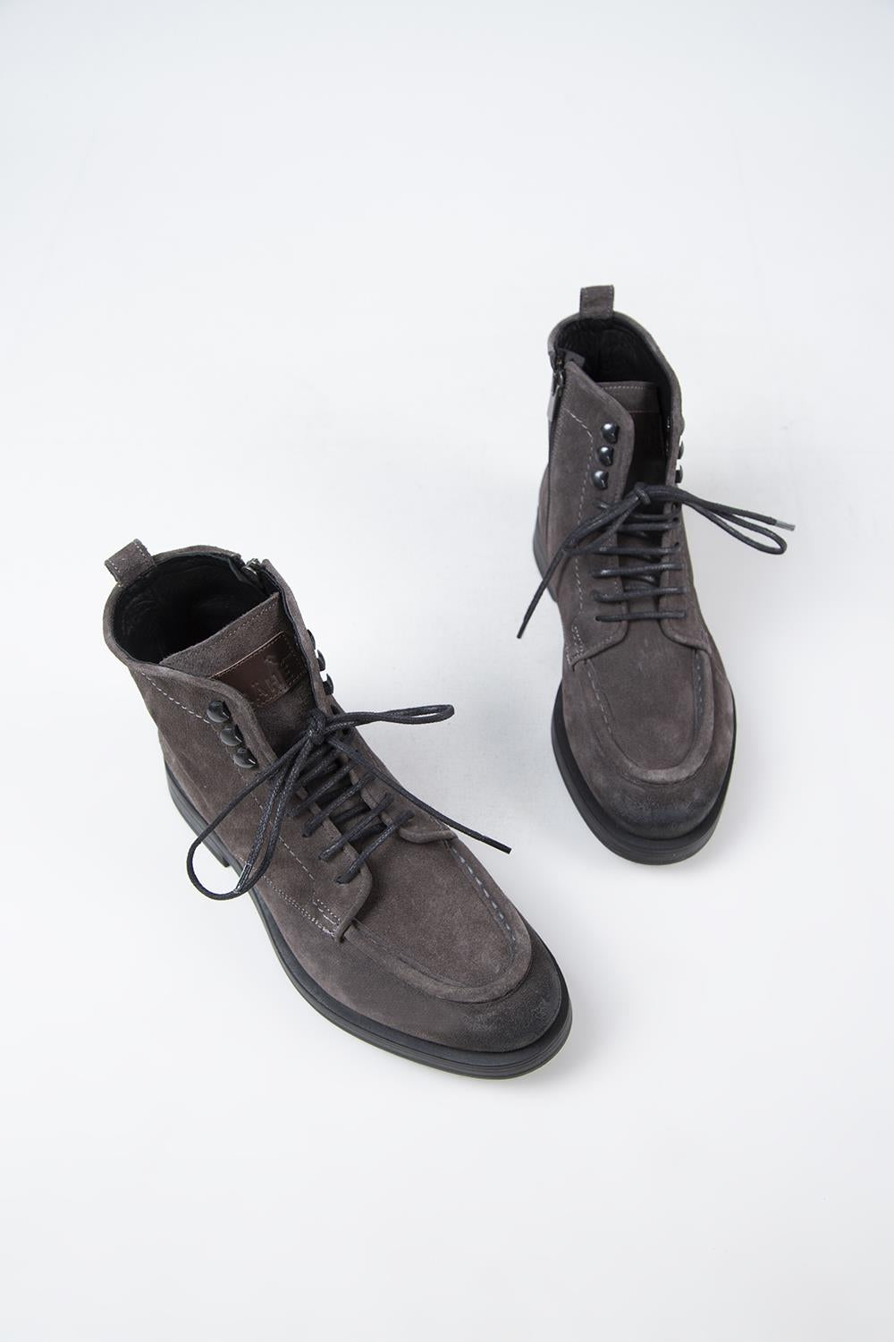 Krahe Dante Men's Genuine Leather Laced Charcoal Boots