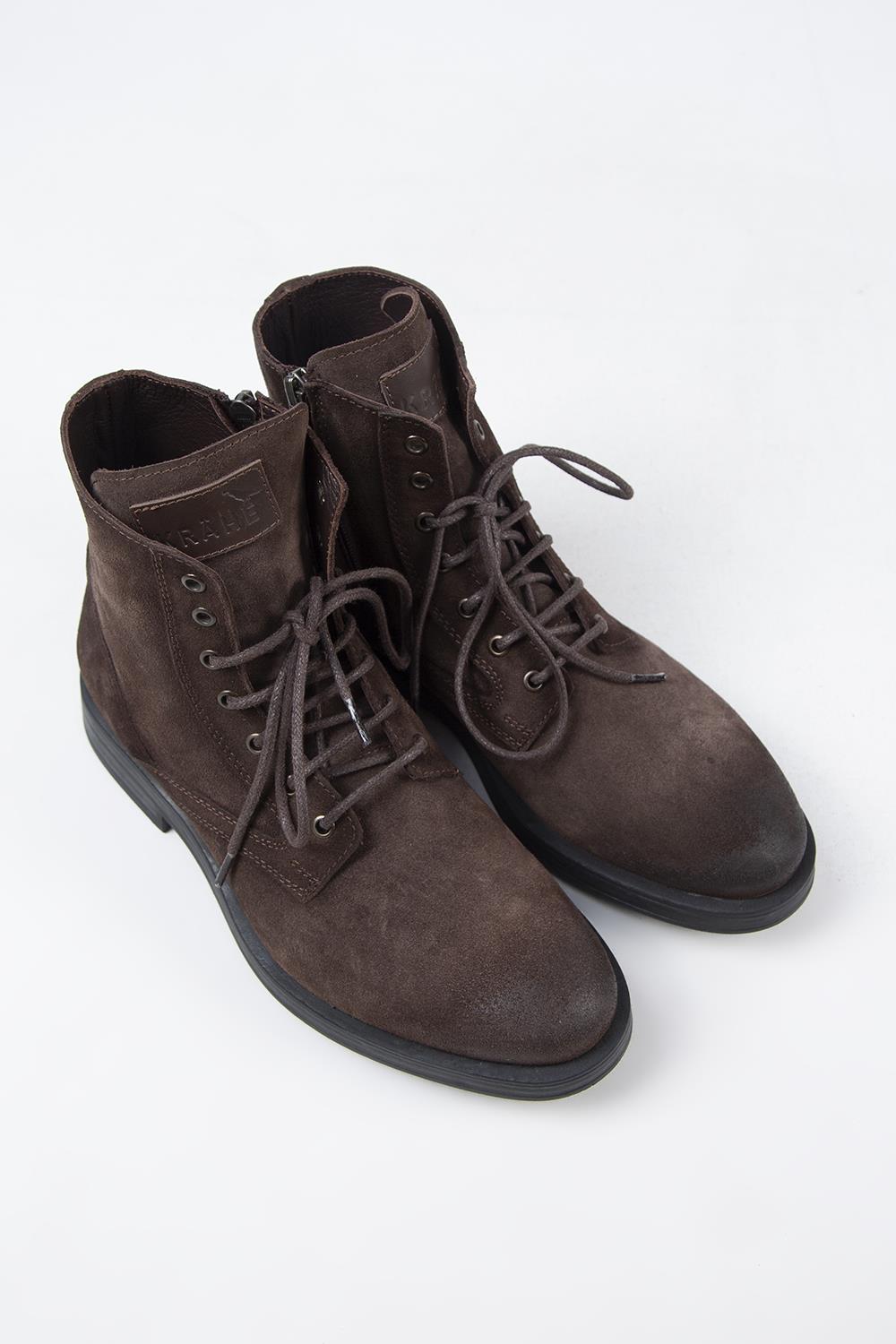 Krahe Zeno Men's Genuine Leather Laced Mocha Boots