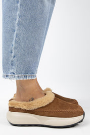 Manijero Adela Women's Genuine Leather Faux Shearling Lined Tan Clogs