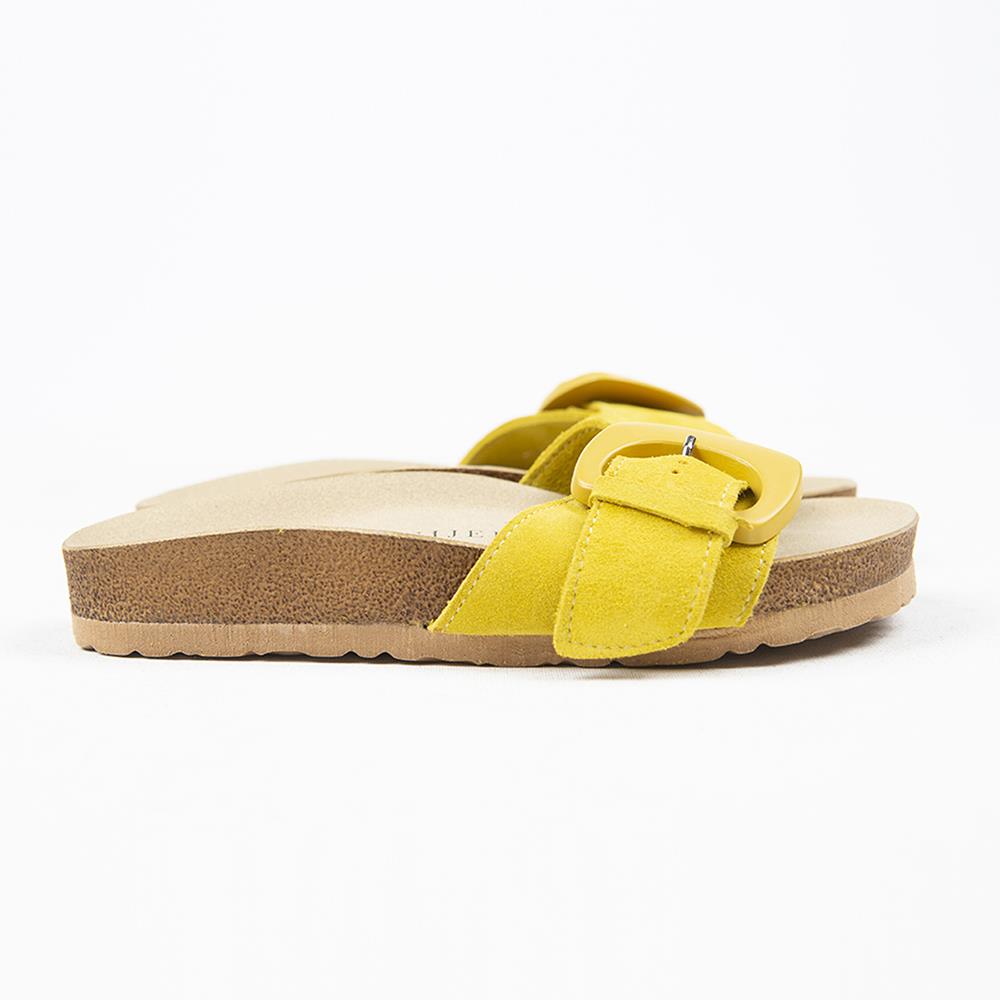 Manijero Alandra Women's Genuine Leather Single Strap Yellow Sandals