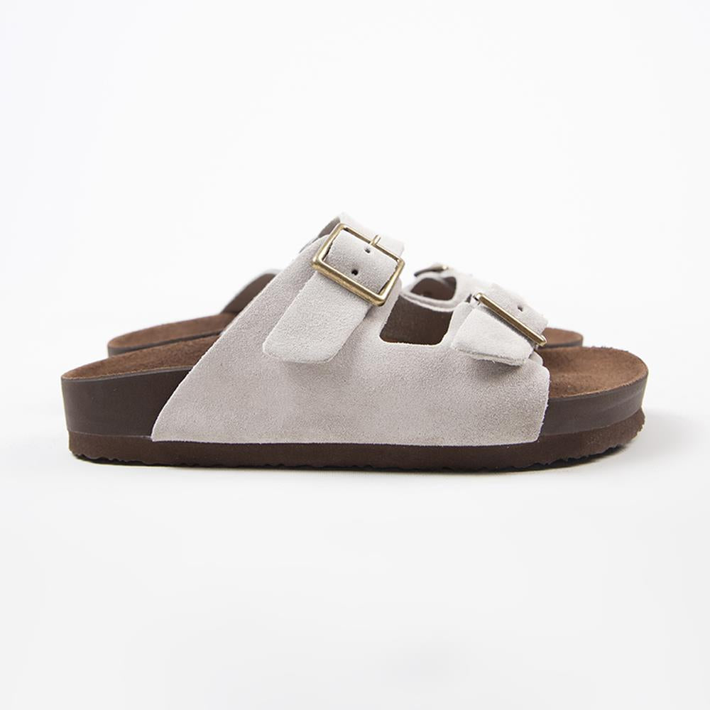 Manijero Anlelic Women's Genuine Leather Beige Double Buckled Sandals