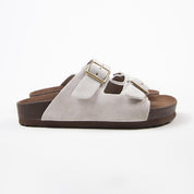 Manijero Anlelic Women's Genuine Leather Beige Double Buckled Sandals