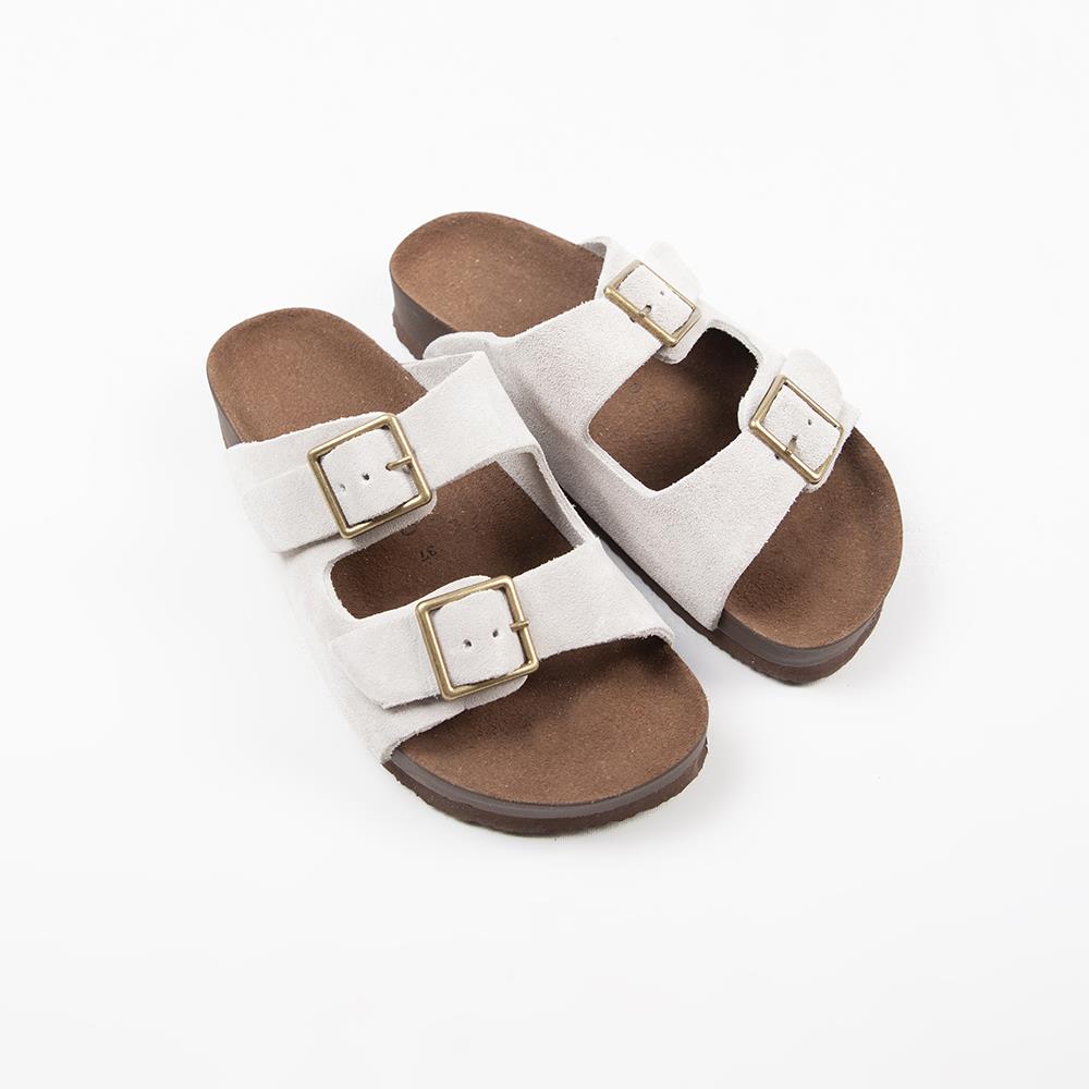 Manijero Anlelic Women's Genuine Leather Beige Double Buckled Sandals