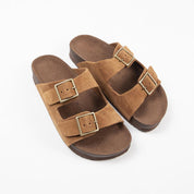 Manijero Anlelic Women's Genuine Leather Tan Double Buckled Sandals