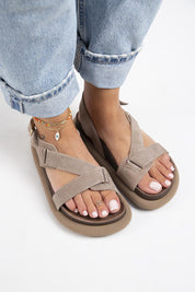 Manijero Azelya Women's Genuine Leather Mink Backstrap Sandals