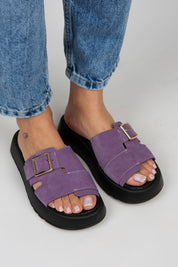 Manijero Begonia Women's Genuine Leather Single Starp Buckled Lilac Sandals