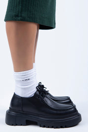 Manijero Carol Women's Genuine Leather Lace-Up Black Shoes