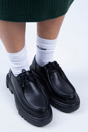 Manijero Carol Women's Genuine Leather Lace-Up Black Shoes