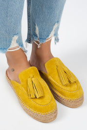 Manijero Edita Women's Genuine Leather Yellow Clogs