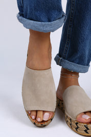 Manijero Galena Women's Genuine Leather Single Strap Beige Espadrilles