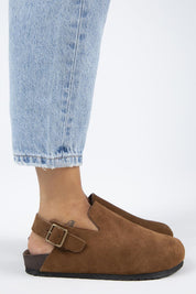 Manijero Holly-2 Women's Genuine Leather Tan Backstrap Clogs