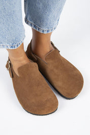 Manijero Holly-2 Women's Genuine Leather Tan Backstrap Clogs