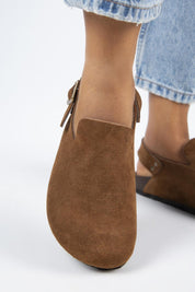 Manijero Holly-2 Women's Genuine Leather Tan Backstrap Clogs