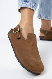 Manijero Holly-2 Women's Genuine Leather Tan Backstrap Clogs