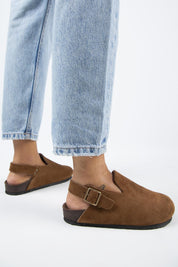 Manijero Holly-2 Women's Genuine Leather Tan Backstrap Clogs