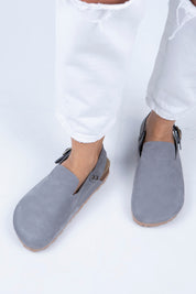 Manijero Holly Women's Genuine Leather Dark Grey-Oxide Backstrap Clogs