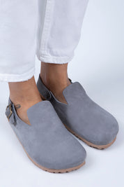 Manijero Holly Women's Genuine Leather Dark Grey-Oxide Backstrap Clogs