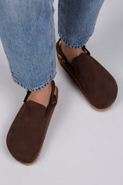 Manijero Holly Women's Genuine Leather Dark Brown-Oxide Backstrap Clogs