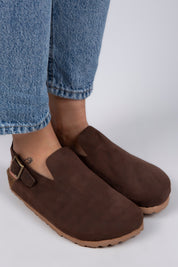 Manijero Holly Women's Genuine Leather Dark Brown-Oxide Backstrap Clogs