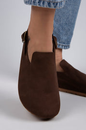 Manijero Holly Women's Genuine Leather Dark Brown-Oxide Backstrap Clogs