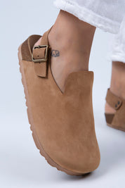 Manijero Holly Women's Genuine Leather Tan-Oxide Backstrap Clogs