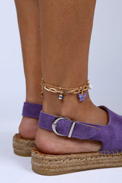 Manijero Juana Women's Genuine Leather Open-Toe Purple Backstrap Espadrilles