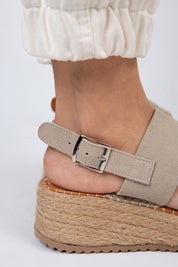 Manijero Liliana Women's Genuine Leather Beige Backstrap Espadrilles