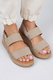 Manijero Liliana Women's Genuine Leather Beige Backstrap Espadrilles