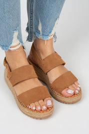 Manijero Liliana Women's Genuine Leather Tan Backstrap Espadrilles