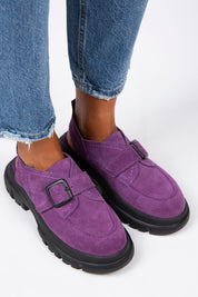 Manijero Rayne Women's Genuine Suede Leather Purple Backstrap Clogs