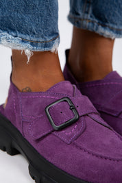 Manijero Rayne Women's Genuine Suede Leather Purple Backstrap Clogs