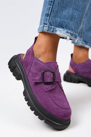 Manijero Rayne Women's Genuine Suede Leather Purple Backstrap Clogs