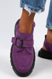 Manijero Rayne Women's Genuine Suede Leather Purple Backstrap Clogs