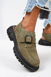 Manijero Rayne Women's Genuine Suede Leather Mint Backstrap Clogs