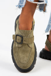 Manijero Rayne Women's Genuine Suede Leather Mint Backstrap Clogs