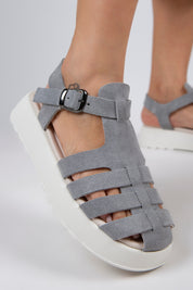 Manijero Rosa Women's Genuine Leather Cage Grey-White Sandals