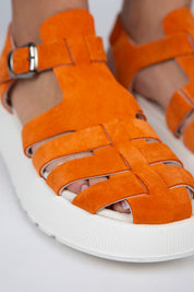 Manijero Rosa Women's Genuine Leather Cage Orange Sandals