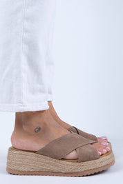 Manijero Tegan Women's Genuine Suede Leather Double Strap Mink Sandals