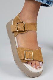 Manijero Vena Women's Genuine Leather Mustard Backstrap Sandals