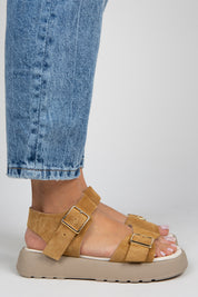 Manijero Vena Women's Genuine Leather Mustard Backstrap Sandals