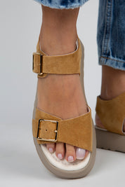 Manijero Vena Women's Genuine Leather Mustard Backstrap Sandals