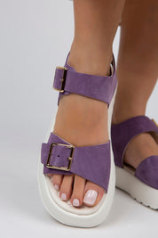 Manijero Vena Women's Genuine Leather Lilac Backstrap Sandals