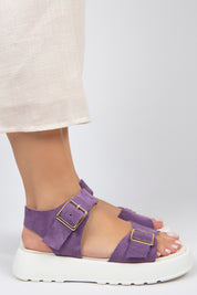 Manijero Vena Women's Genuine Leather Lilac Backstrap Sandals