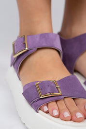 Manijero Vena Women's Genuine Leather Lilac Backstrap Sandals