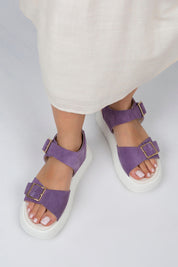 Manijero Vena Women's Genuine Leather Lilac Backstrap Sandals