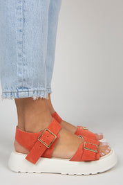 Manijero Vena Women's Genuine Leather Coral Backstrap Sandals