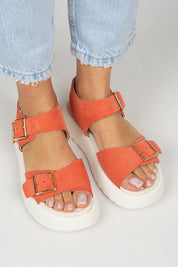 Manijero Vena Women's Genuine Leather Coral Backstrap Sandals
