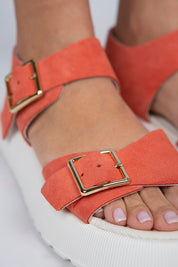 Manijero Vena Women's Genuine Leather Coral Backstrap Sandals