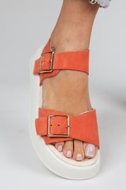 Manijero Vena Women's Genuine Leather Coral Backstrap Sandals